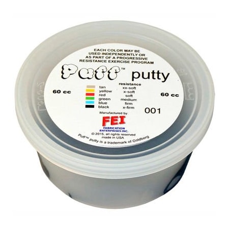Fabrication Enterprises Puff LiTE Color-Coded Exercise Putty, X-Firm, Black, 60cc 10-1405
